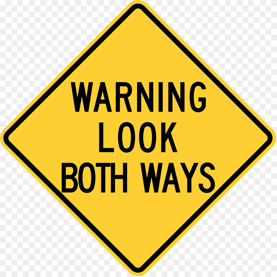 Warning Look Both Ways Nebraska Clipart, Sign, Symbol, Road Sign Free Transparent Png