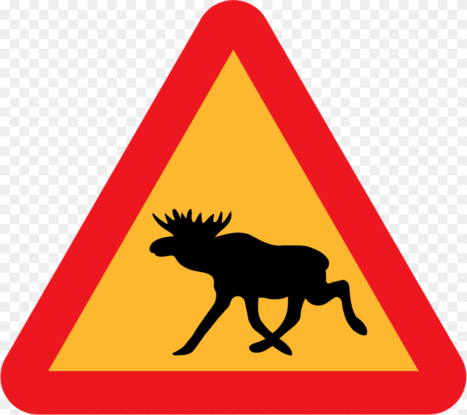 Warning Moose Roadsign Clipart, Sign, Symbol, Road Sign, Animal Png