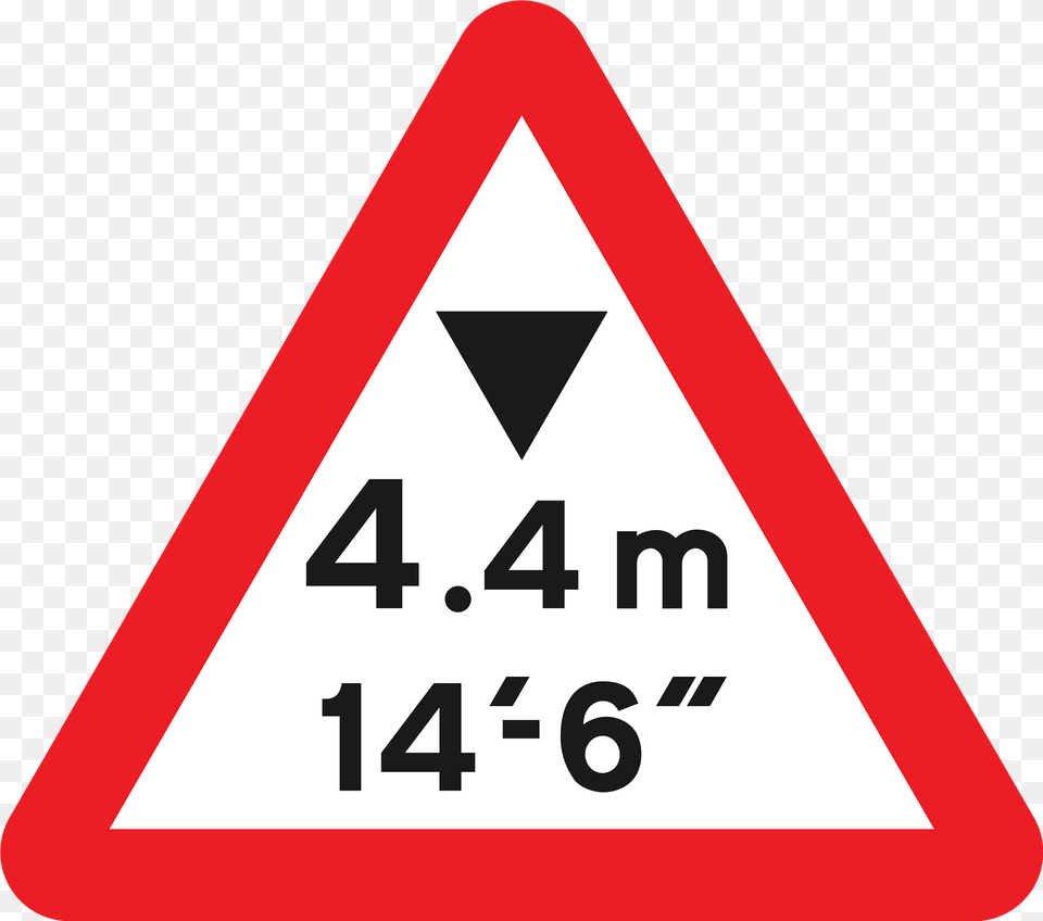 Warning Of Maximum Headroom Of Arch Bridgeoverhanging Structure Some Distance Ahead Clipart, Sign, Symbol, Road Sign, Triangle Png