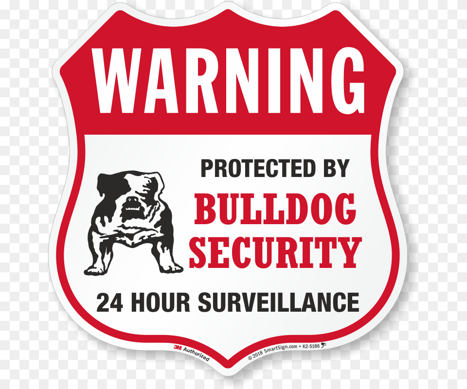 Warning Protected By Bulldog Security Shield Sign Environmental Security A Guide To The Issues, Logo, Symbol, Animal, Canine Png