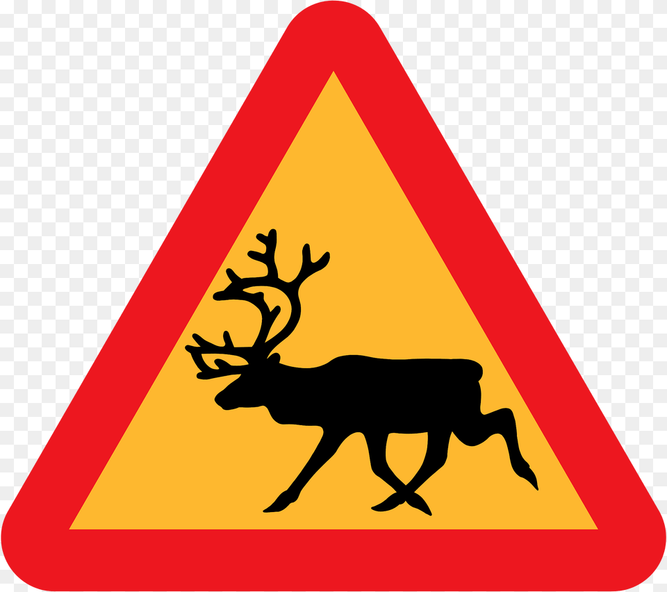 Warning Reindeer Roadsign Clipart, Sign, Symbol, Road Sign, Animal Free Transparent Png