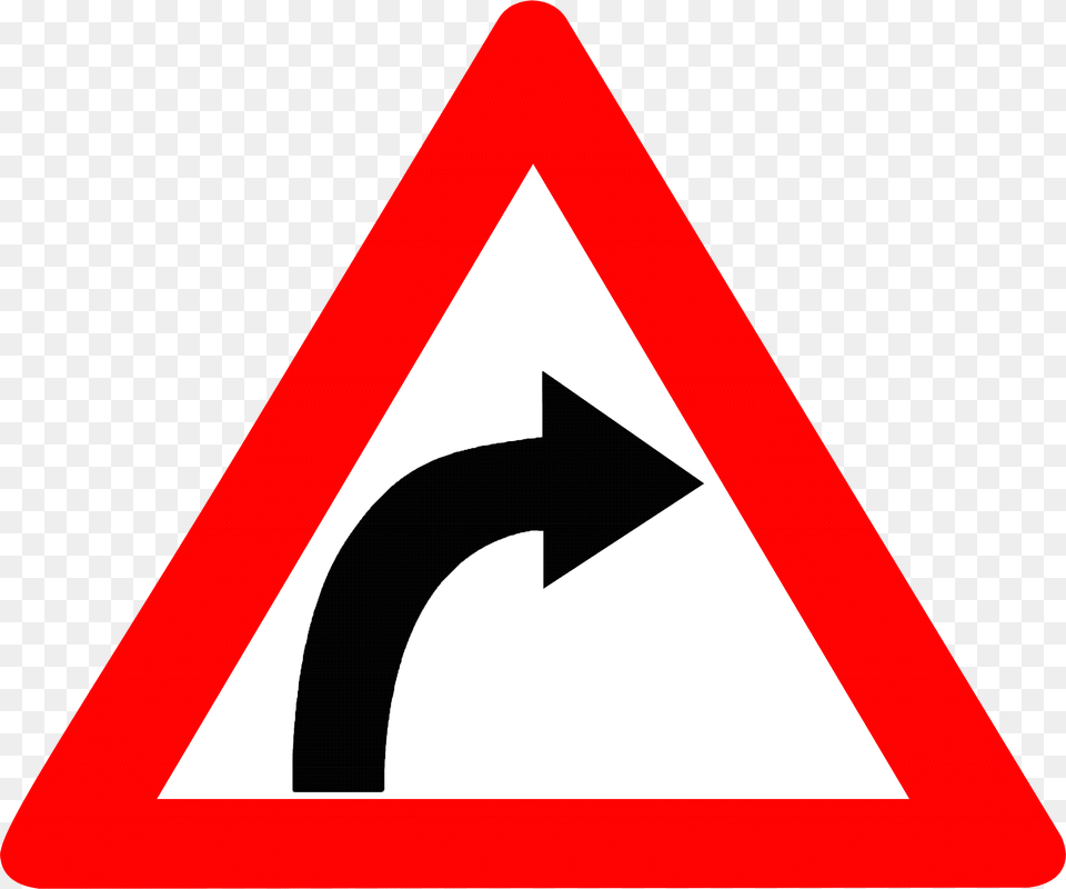 Warning Sign Traffic Sign Driving Road Right Hand Curve Sign, Symbol, Road Sign Free Png