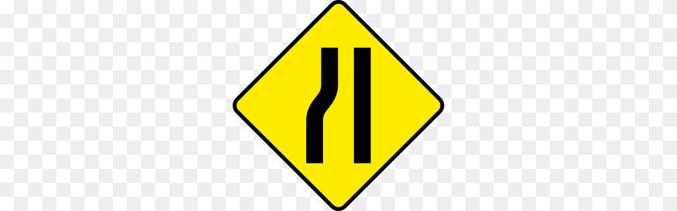 Warning Signroad Narrows, Road Sign, Sign, Symbol, Blackboard Png