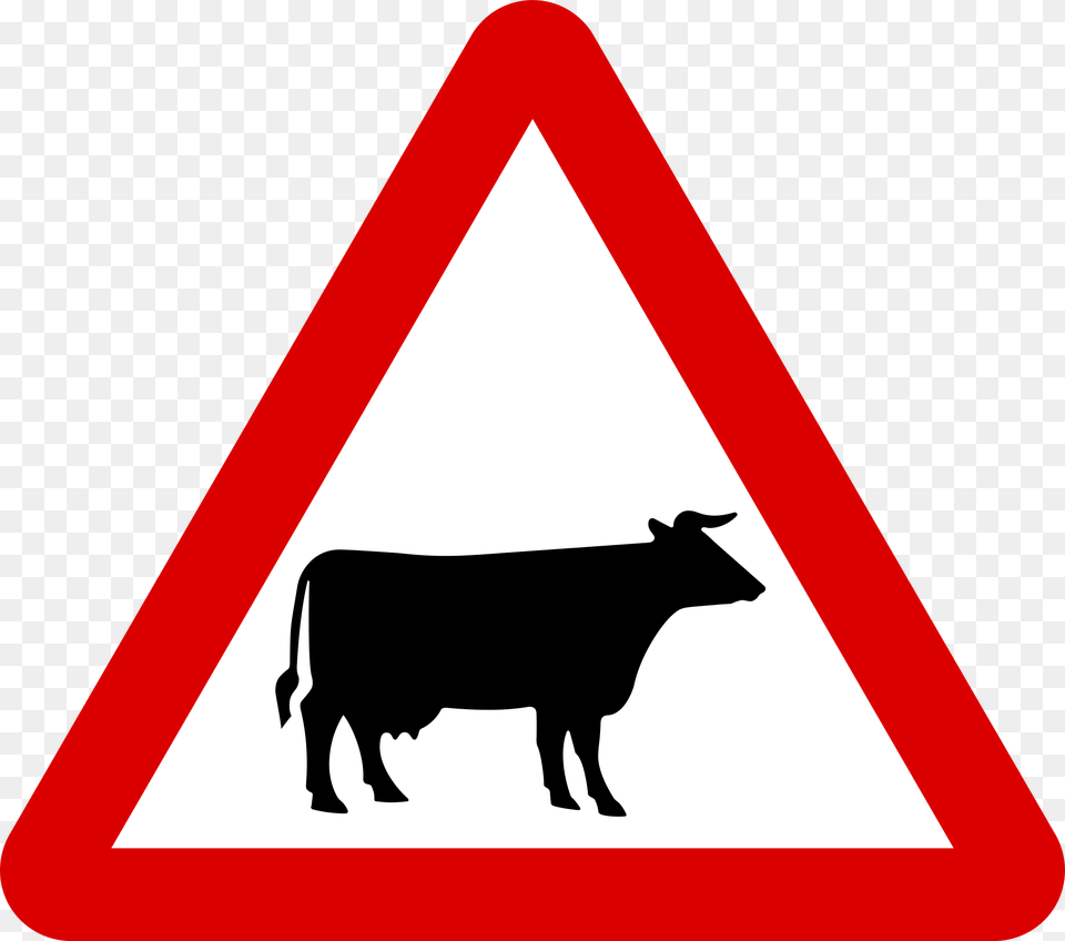 Warning Signs 15 Buy Clip Art Animal Crossing Road Sign, Symbol, Cattle, Cow, Livestock Free Png Download