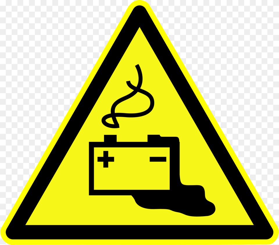 Warnung Vor Gefahren Durch Batterien Warnzeichen D Warnung Vor Gefahren Durch Batterien, Sign, Symbol, Road Sign, Triangle Free Png Download