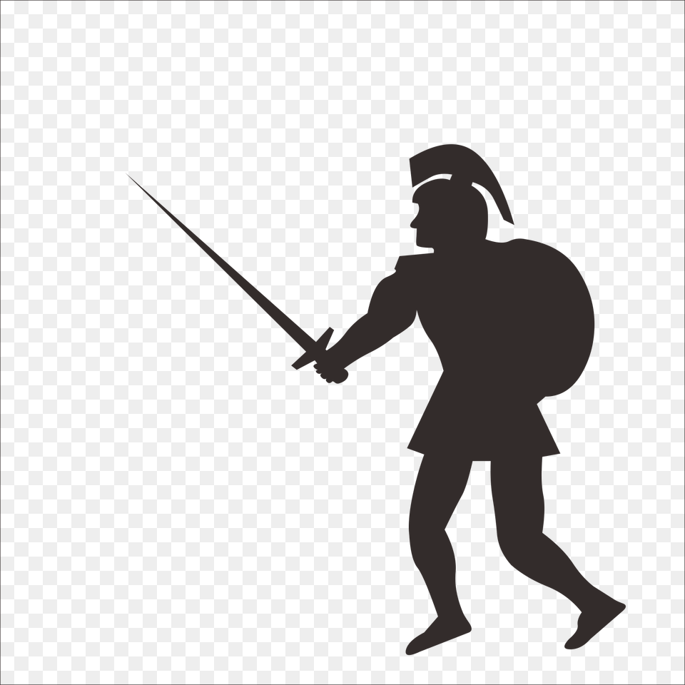 Warrior Clipart Roman Centurion Warrior Roman Centurion, Silhouette, Adult, Sword, Person Free Png