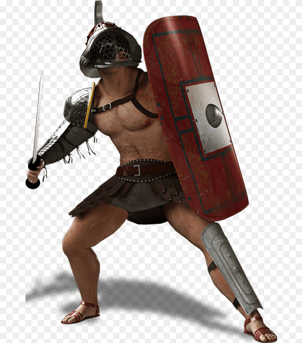 Warrior Roman Gladiator With Transparent Background, Sword, Weapon, Adult, Male Free Png