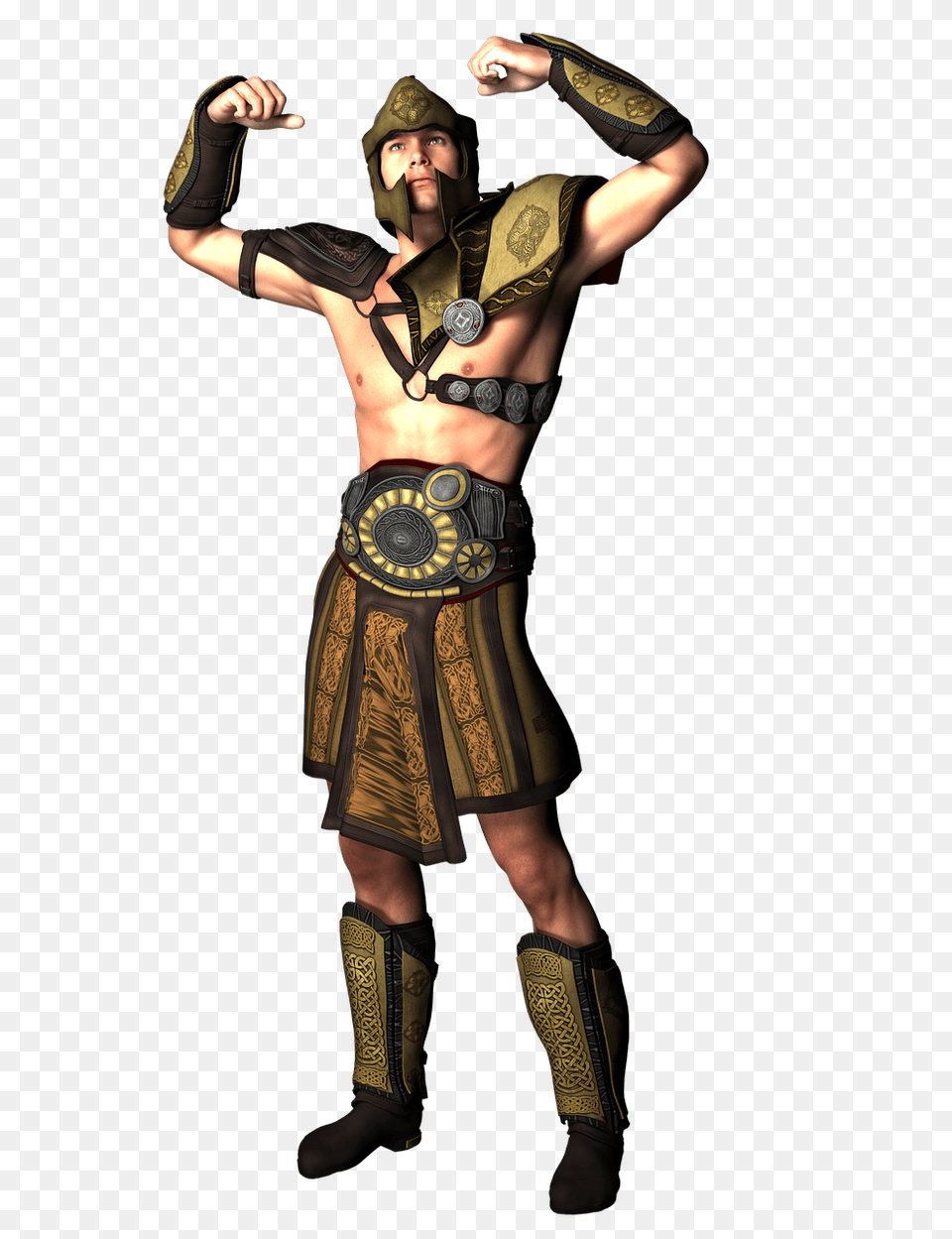 Warrior Showing Off Biceps Transparent, Adult, Male, Man, Person Png Image