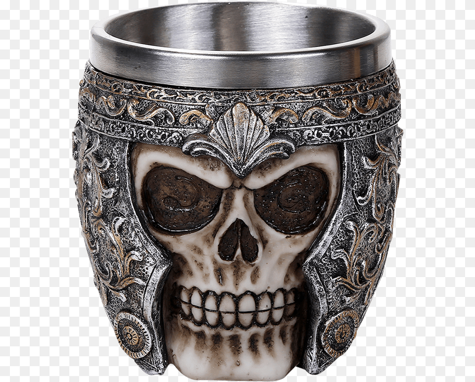 Warrior Skull Cup Mug, Glass, Goblet, Person, Pottery Png Image