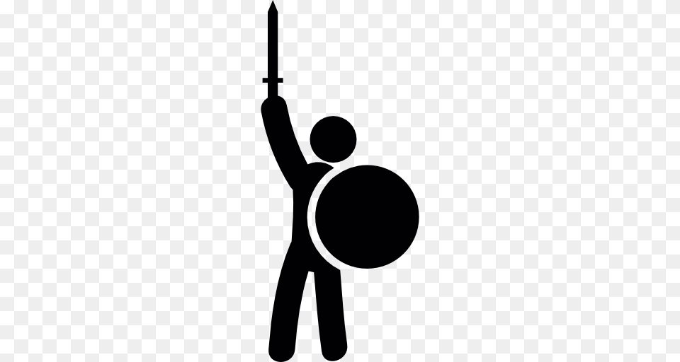 Warrior With Sword And Shield, Silhouette, Stencil, People, Person Png Image