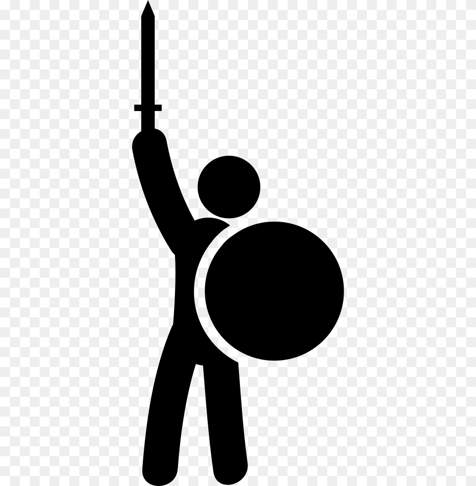Warrior With Sword And Shield Icon Silhouette, Stencil Free Png Download