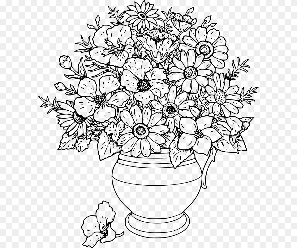 Warszawianka Vase Of Wild Flowers, Gray Free Png