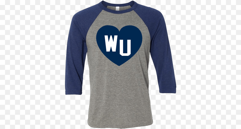 Washburn University Wu Heart Canvas Triblend Baseball Raglan Sleeve, Clothing, Long Sleeve, Shirt, T-shirt Png Image