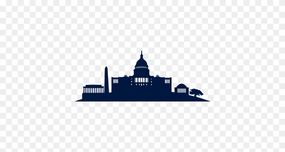 Washington Dc Skyline Cityscape Silhouette, Architecture, Building, Dome, Spire Png Image