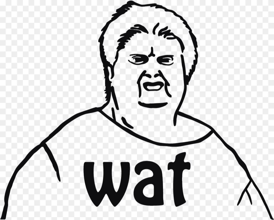 Wat Black And White Meme, Stencil, Face, Head, Person Free Transparent Png