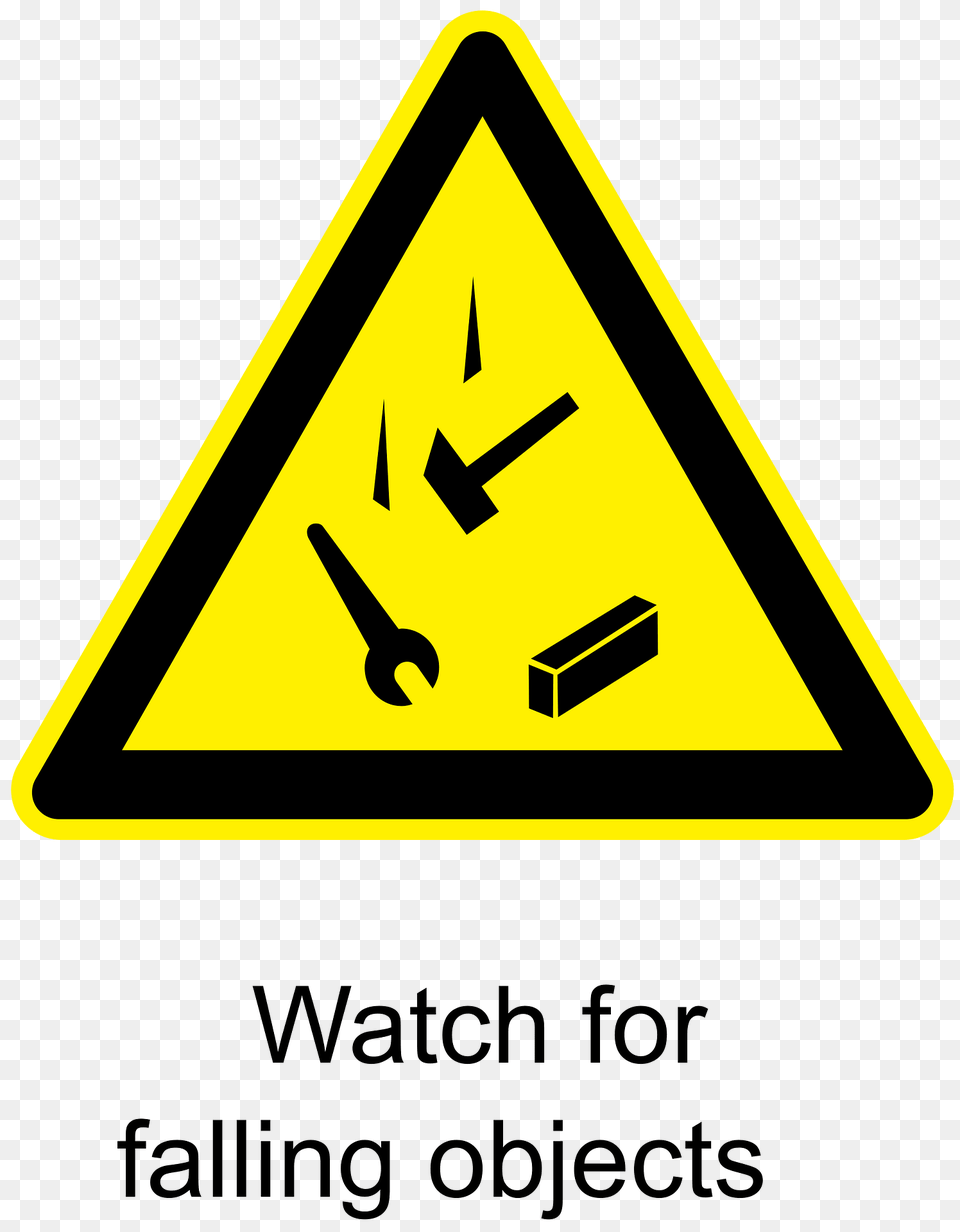 Watch For Falling Objects Warning Sign Clipart, Symbol, Road Sign Png Image