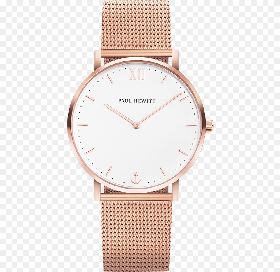 Watch Sailor Line White Sand Ip Rose Gold Mesh Strap Paul Hewitt Uhr Damen, Arm, Body Part, Person, Wristwatch Png