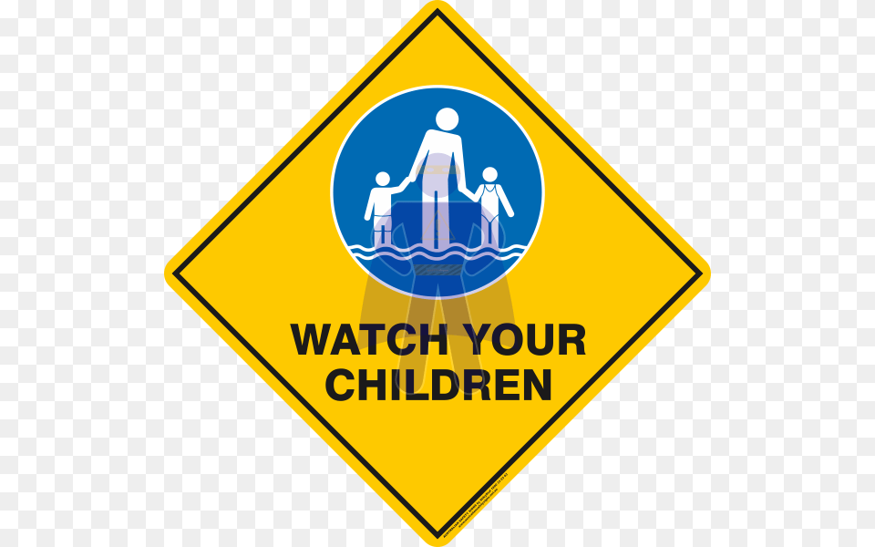 Watch Your Children Sign, Symbol, Person, Road Sign, Adult Free Transparent Png