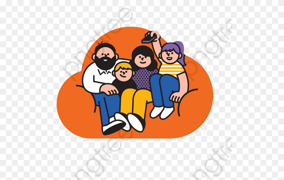 Watching Tv Clipart Family Cartoon, Face, Head, People, Person Free Png