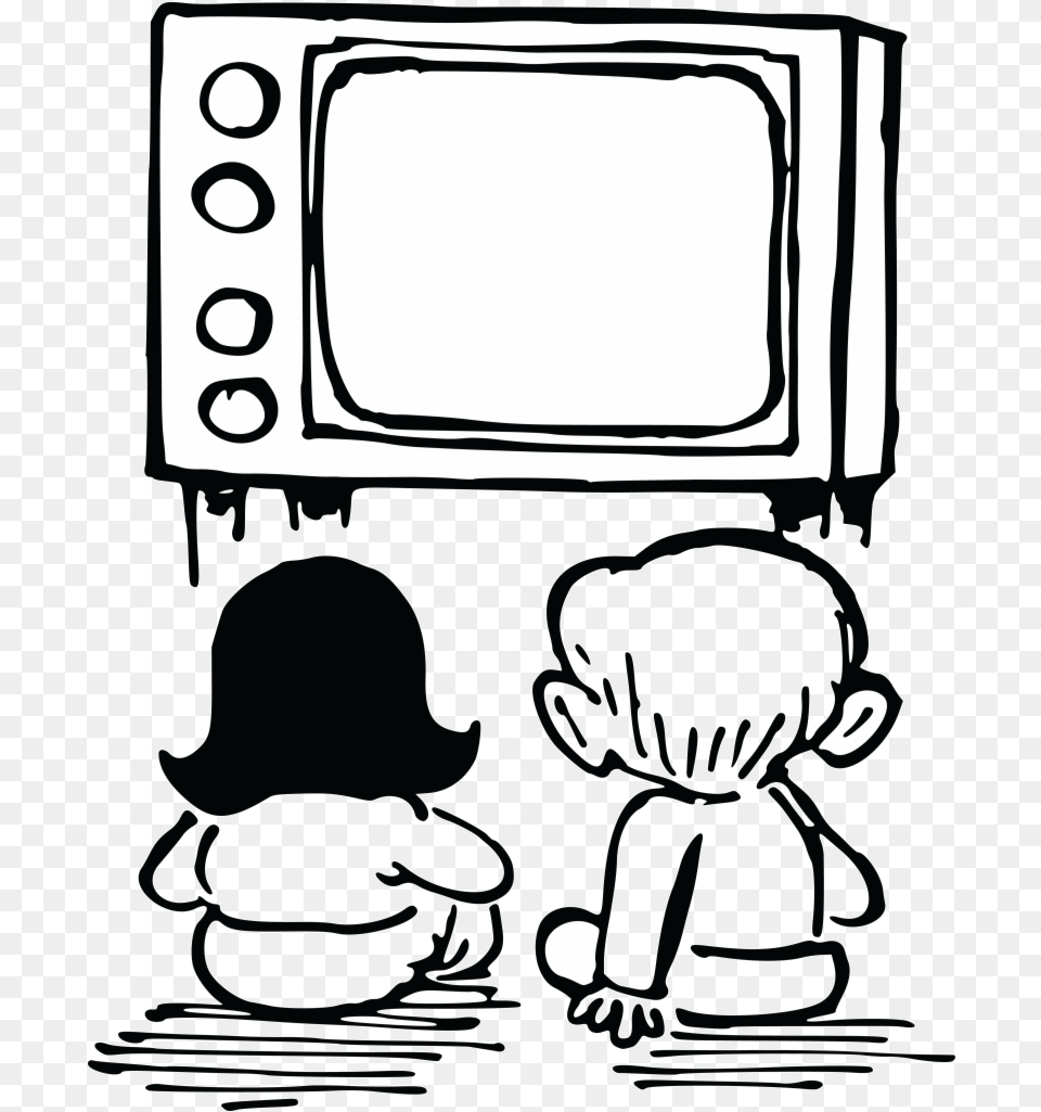 Watching Tv Clipart Of Television Box And Clay Tablet Watch Tv Clipart Black And White, Computer Hardware, Electronics, Hardware, Monitor Png Image