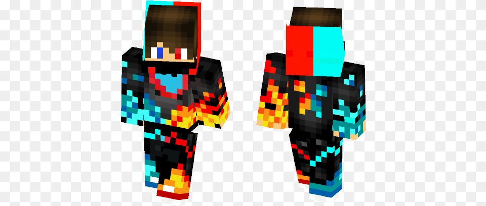 Water And Lava Fire Boii Minecraft Skin Fire And Ice Skin, Person, Adult, Male, Man Free Png Download