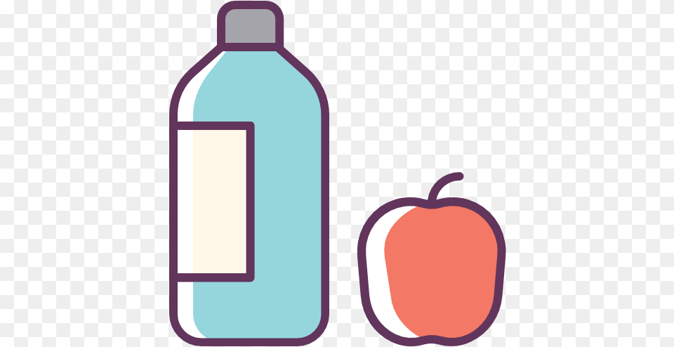 Water Apple Food Drink Fruit Water Bottle And Food Clipart, Juice, Beverage, Ammunition, Grenade Png Image