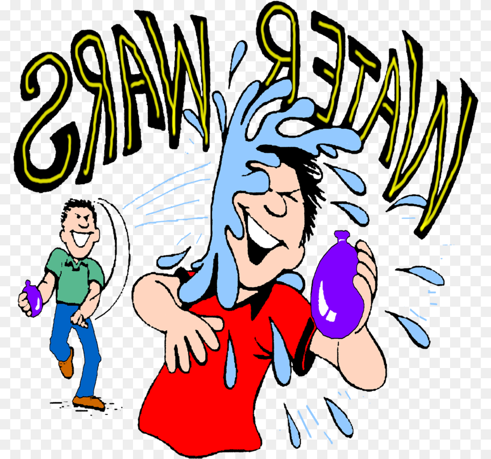 Water Balloon Clip Art Transparent Water Balloon Fight, Book, Comics, Publication, Baby Free Png Download