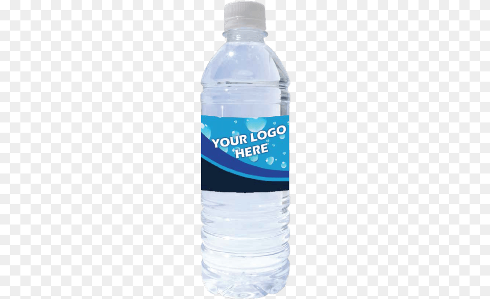 Water Bottle With Blue Water Bubble Label Saying Bottled Water Blue Label, Beverage, Mineral Water, Water Bottle, Shaker Free Png