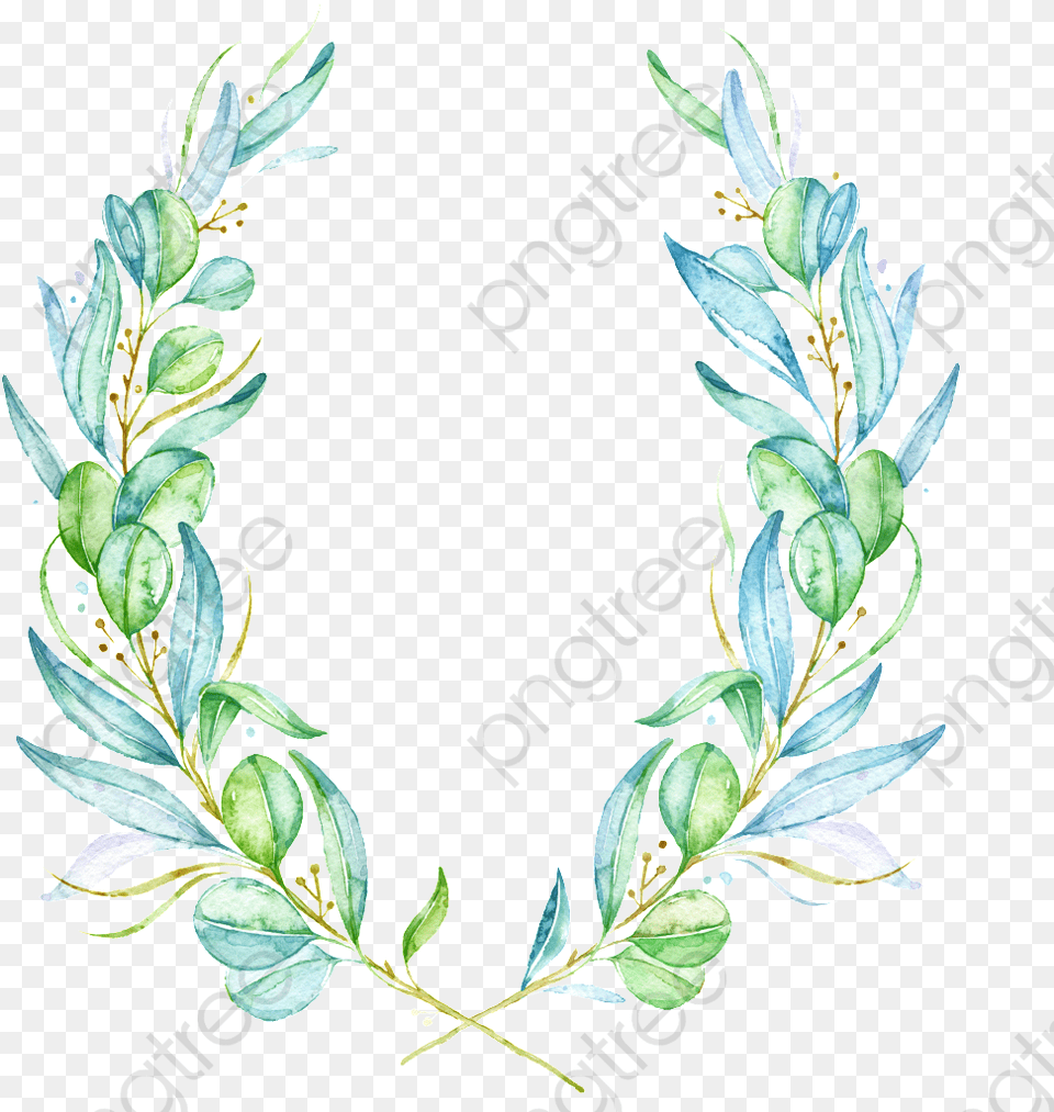 Water Color Leaves And Flowers, Leaf, Plant, Pattern, Art Free Png Download