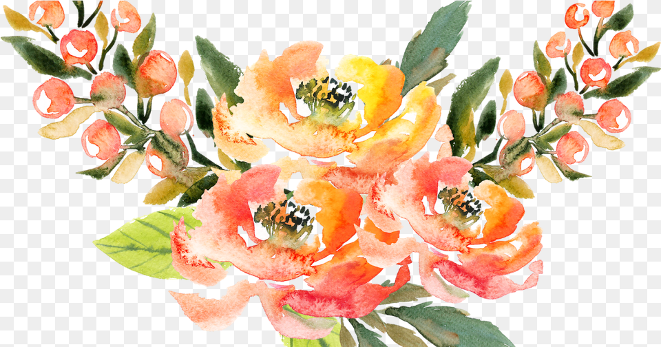 Water Colour Flower 28 Lavanya Fabric Design Watercolor Orange Flower, Art, Floral Design, Flower Arrangement, Flower Bouquet Png