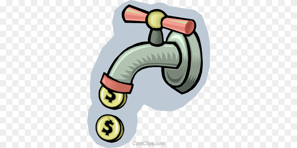 Water Faucet Dripping Coins Royalty Vector Clip Art, Tap, Device, Power Drill, Tool Png Image