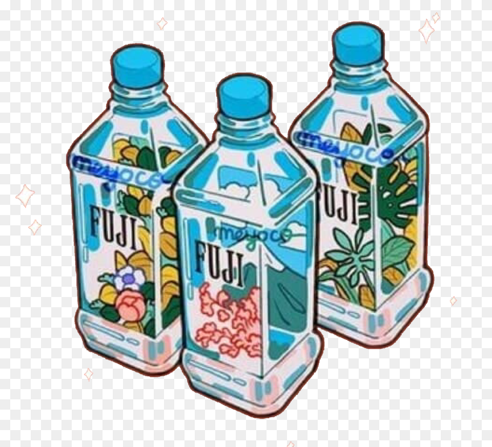 Water Fiji Fuji Cute Remix Remixit Blue Aesthetic Freet, Bottle, Beverage, Pop Bottle, Soda Free Png Download