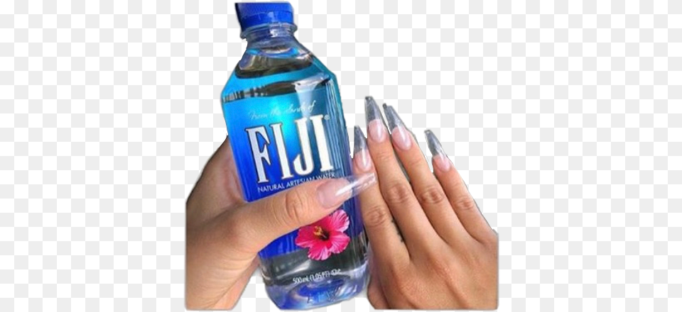 Water Fijiwater Fiji Girl Nails Sticker Baddie Clear Nails, Body Part, Bottle, Hand, Person Free Transparent Png
