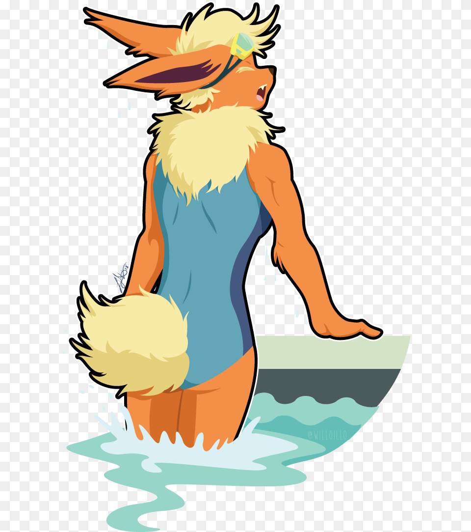 Water Flareon By Liliekins Fur Affinity Dot Net Fictional Character, Water Sports, Swimwear, Swimming, Sport Png
