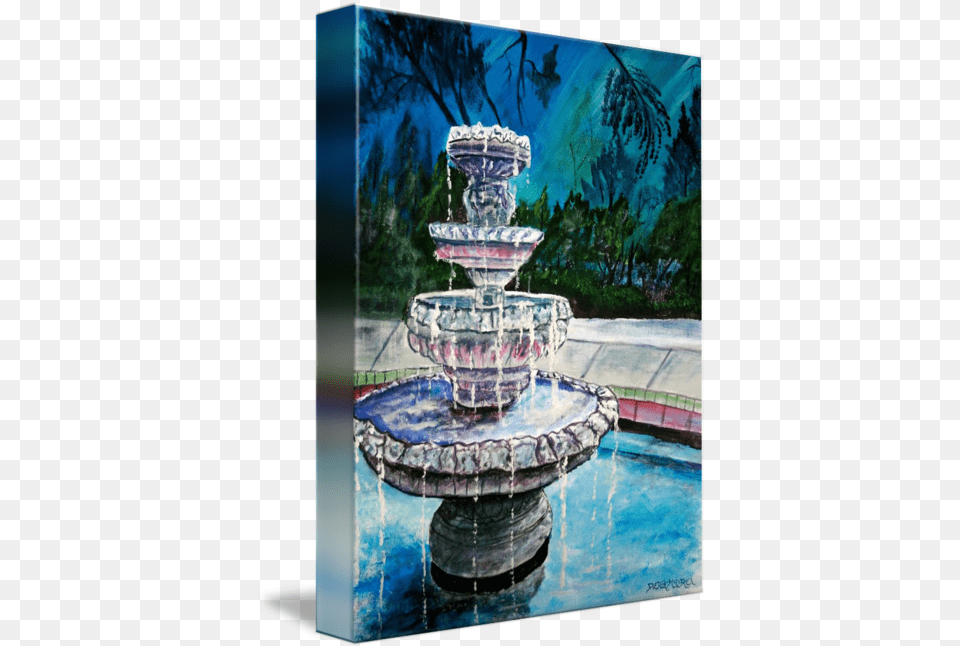 Water Fountain Acrylic Painting By Derek Mccrea Water Fountain Painting, Architecture, Hot Tub, Tub Png