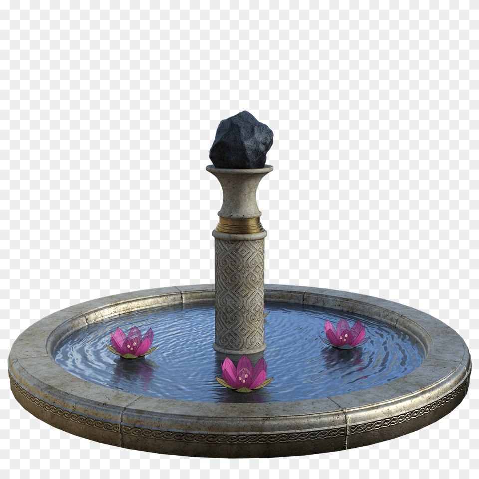 Water Fountain Flowers Rock Fuente De Agua, Architecture Free Png
