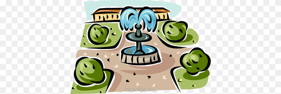 Water Fountain Royalty Vector Clip Art Illustration, Architecture, Grass, Plant, Bulldozer Free Png Download