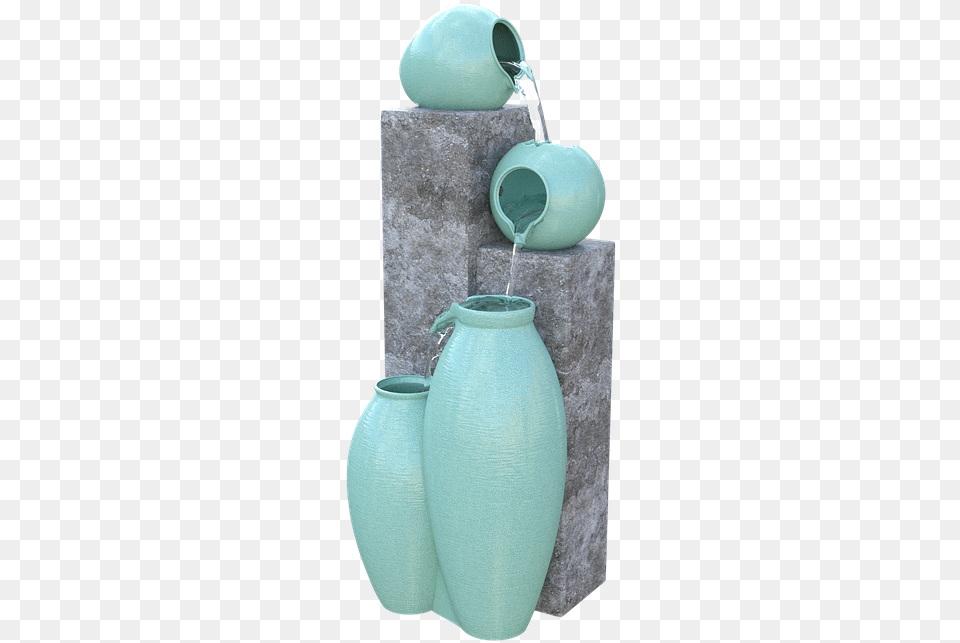Water Fountain Stone Ceramic Modern Sculpture Teal Ceramic Fountain, Jar, Pottery, Jug, Vase Png