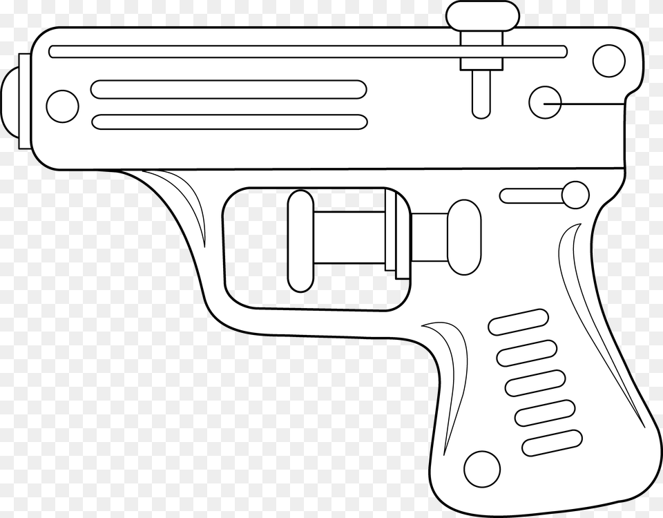 Water Gun Line Drawing Water Gun White, Firearm, Handgun, Weapon Free Png
