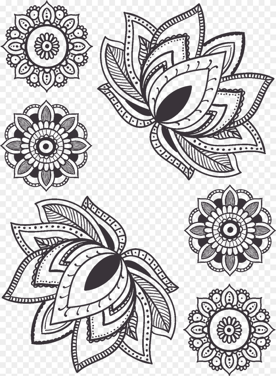 Water Lilies And Mandalas Water Lily Flower Mandala, Pattern, Lace, Document, Id Cards Png