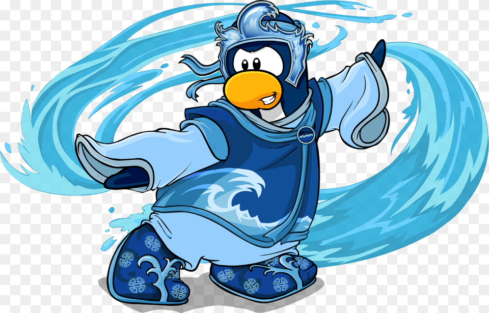 Water Ninja Pose With Water Club Penguin Ninja Da Agua, Cartoon, Baby, Person Png Image
