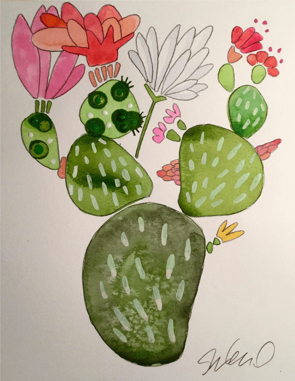 Water Painting Cactus Free Png Download