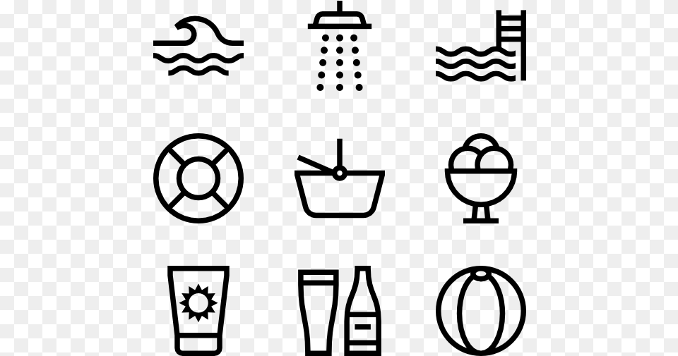 Water Park Coffee Icons Vector, Gray Png