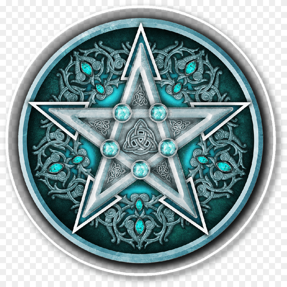 Water Pentacle Sticker Ancient Symbols Background Pentagram, Turquoise, Symbol, Star Symbol, Silver Free Png Download