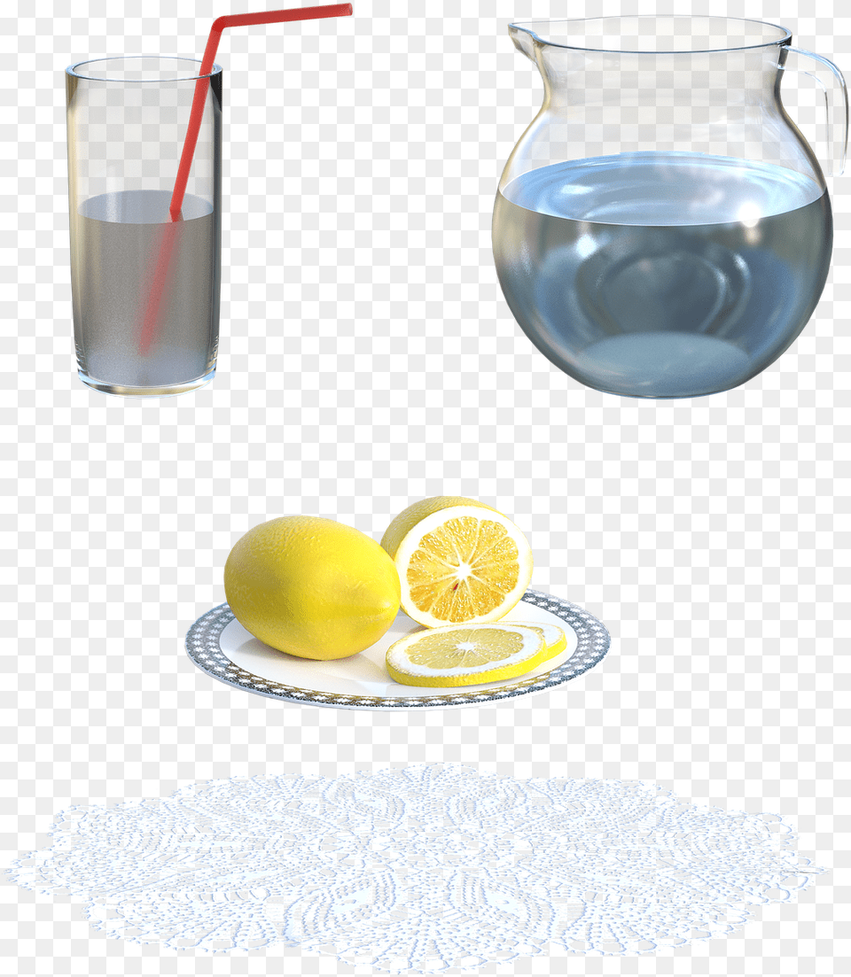 Water Pitcher Lemons Glass Of Water Citrus, Citrus Fruit, Food, Fruit, Plant Png Image