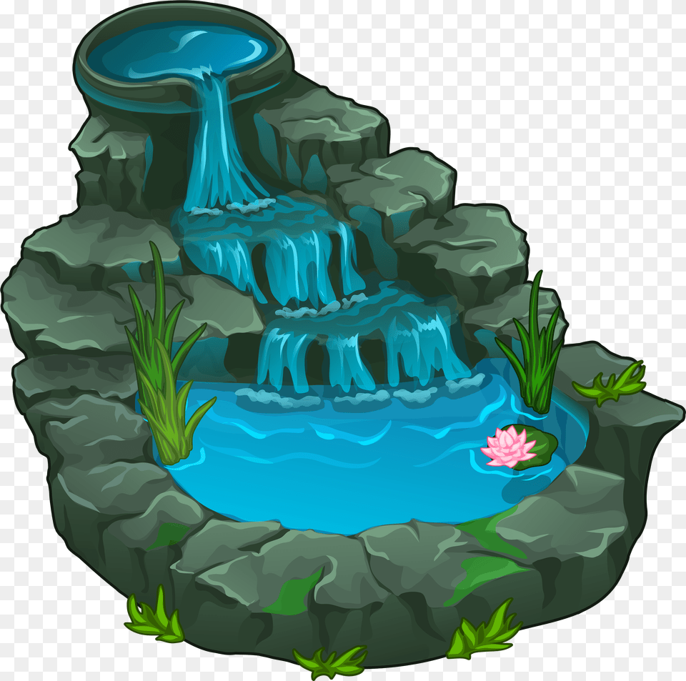 Water Pond Waterfall Clipart, Birthday Cake, Outdoors, Nature, Food Free Transparent Png