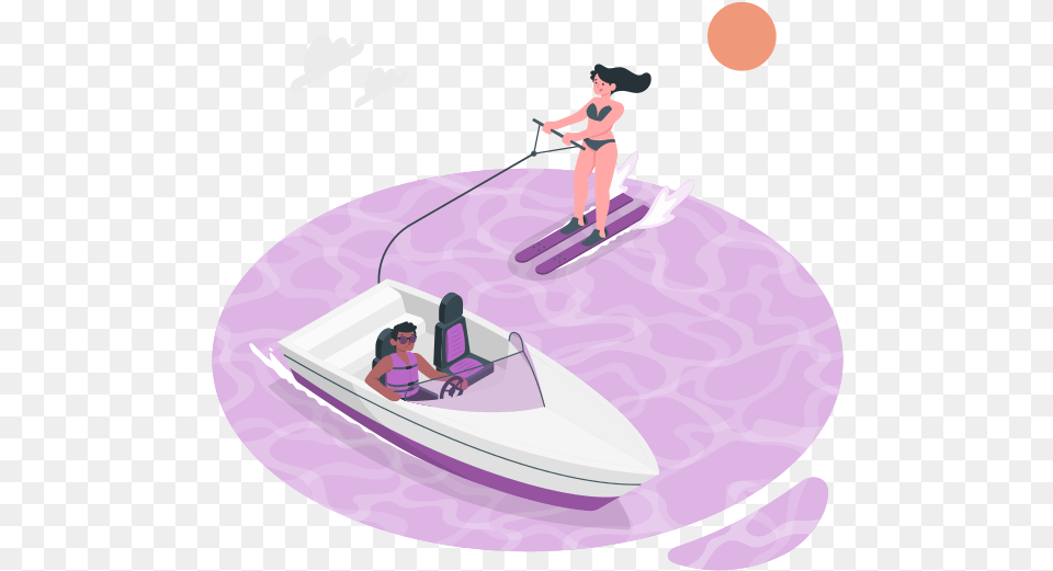 Water Ski Customizable Semi Flat Illustrations Pana Style Leisure, Woman, Adult, Female, Person Free Transparent Png