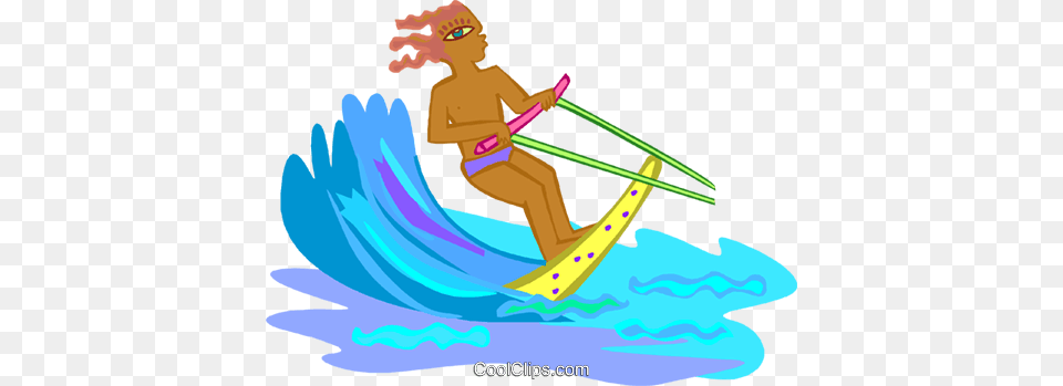 Water Skiing Royalty Vector Clip Art Illustration, Sea, Outdoors, Nature, Sea Waves Free Png Download