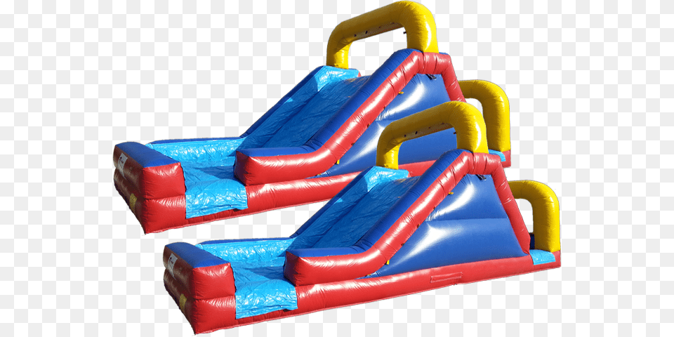 Water Slide Blue Red Yellow Two Inflatable, Toy Free Transparent Png