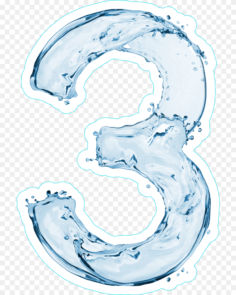 Water Splash Font Number 3 Sticker 3 Made Of Water, Outdoors, Text Png